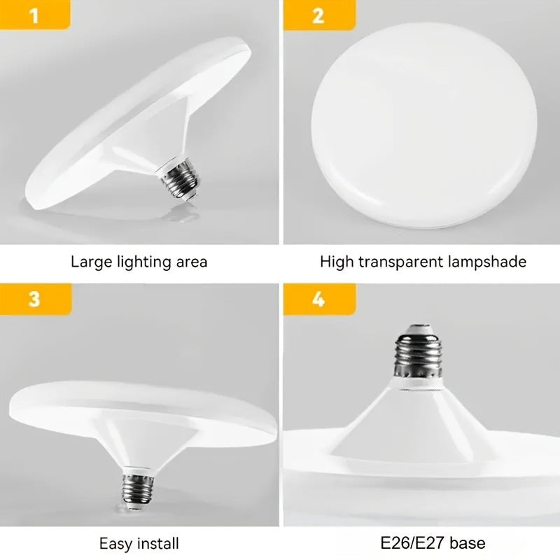 1 pieza de bombilla de montaje flush estilo UFO moderno - Base de tornillo E26/E27, alta luminosidad LED, fácil de instalar, perfecta para hogar, oficina, dormitorio, comedor, RV, sala de estar - Iluminación interior, iluminación interior | Estética mode