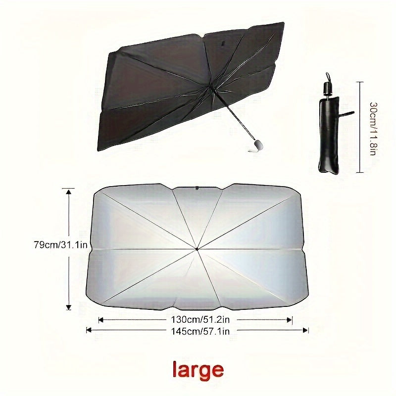 Parasol Plegable para Parabrisas de Automóvil, Protector Solar Anti-UV y Anticalor con Cubierta para Ventana Delantera