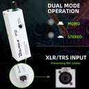 Amplificador portátil de monitores intraurales BOLANLE P2 con entradas XLR y TRS, salida de 3.5mm, interruptor estéreo/monofónico, para tecladistas, bateristas y guitarristas - Funciona con batería, metal, batería no incluida, configuración de estudio |