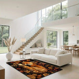 1pc Alfombra de Terciopelo con Diseño de Zorro en Cama de Flores, Ideal para Cocina, Dormitorio, Sala, Estudio y Entradas, Fondo Antideslizante, Lavable a Máquina