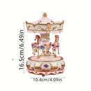 1 Pieza de Elegante Caja de Música Carrusel con Manivela - Decoración para el Hogar en Resina con Diseño Floral, Toques Rosados y Dorados y Detalles de Piedras Preciosas, Ideal para Sala u Oficina, Estética Decorativa