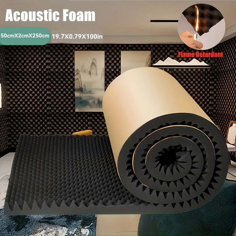 Paneles de Espuma Acústica Autoadhesivos de Elección Popular, 50.04x254.0cm, 1 Rollo, Adecuados para Paredes de Estudio KTV, Azulejos de Pared de Espuma en Forma de Huevo Absorbentes de Sonido, Adecuados para Estudios de Grabación, Salas de Escucha, Cine