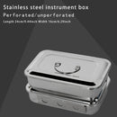 Caixa de desinfección de acero inoxidable, bandeja para herramientas, dos opciones sin agujeros y con orificios de ventilación, resistente a la corrosión, ideal para almacenar herramientas de uñas, tatuajes, instrumentos dentales, etc