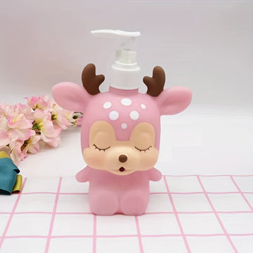 Botella dispensadora de bomba de dibujos animados, plástico, independiente, no eléctrica, para guardería, niños, ducha de baño.
