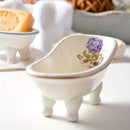 1pc Bañera de cerámica vintage con forma de garra, Jabonera decorativa rectangular en miniatura, Accesorio de baño de zapatilla