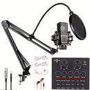 Kit de Podcast con Tarjeta de Sonido V8 y Micrófono LCT240 Cableado, Adecuado para Streaming, Juegos y Karaoke