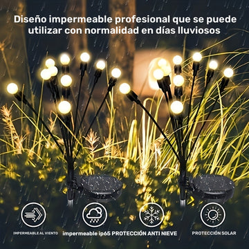 1 pza./2pza.s 8 luces solares, luces de luciérnagas solares, para camino de jardín al aire libre, césped, decoración, para decoración de Halloween Navidad Año Nuevo Ramadán