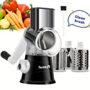 Rallador Rotativo para Queso y Cortador de Verduras - Mandolina de Cocina con 3 Cuchillas Intercambiables, Fácil de Limpiar para Frutas, Patatas, Zanahorias, Nueces