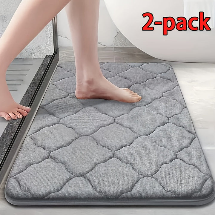 Juego de 2 alfombras antideslizantes para baño, lavables, de poliéster, tejido absorbente rectangular, alfombrillas para pies altamente absorbentes, tapete antideslizante para baño