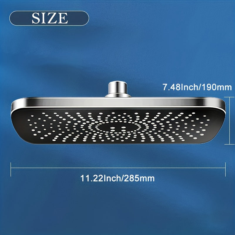 1 cabezal de ducha de lluvia a alta presión ABS, cabezal de ducha de lujo para baño, ángulos ajustables, boquillas de silicona antiobstrucción, ahorro de agua (rectangular y circular), accesorios para baño
