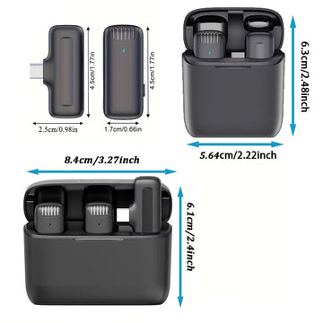 Microfono sin varillas recargable, 2 en 1 profesional con tecnología 2.4G, estuche de carga incluido, para laptop, entrevistas y recepciones, reducción inteligente de ruido