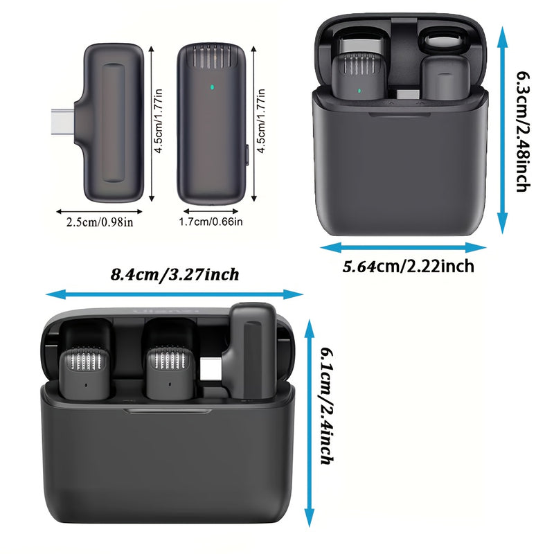 Microfono sin varillas recargable, 2 en 1 profesional con tecnología 2.4G, estuche de carga incluido, para laptop, entrevistas y recepciones, reducción inteligente de ruido