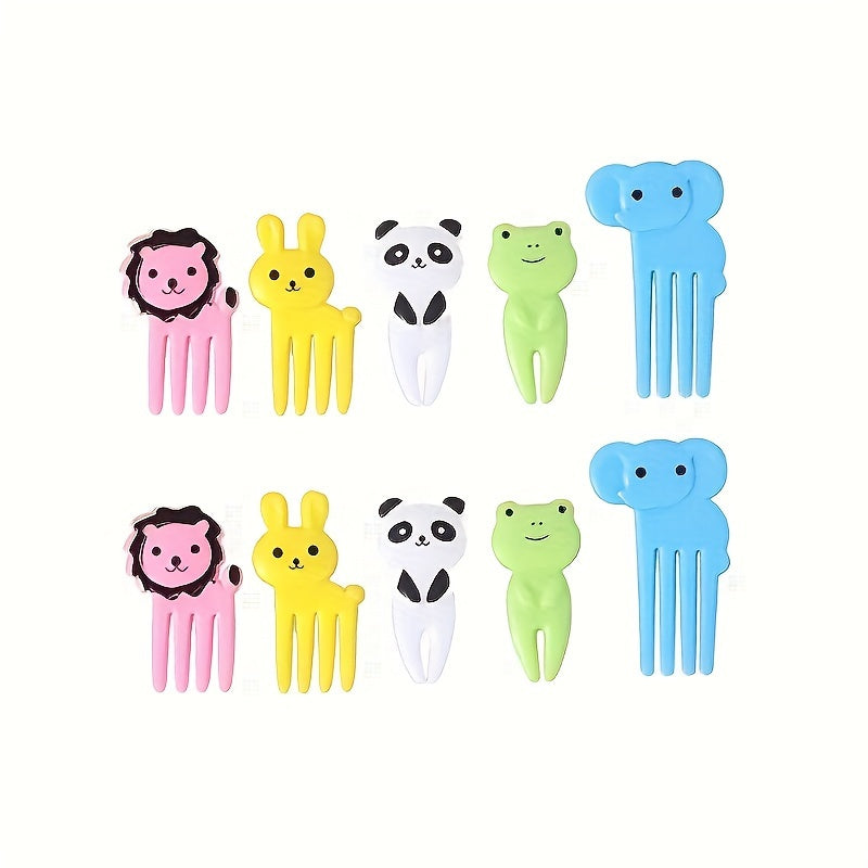 10pcs Tenedores de Fruta Desechables con Temática Animal Creativa - Perfectos para Fiestas, Picnics y Uso Doméstico - Vajilla de Plástico Duradera