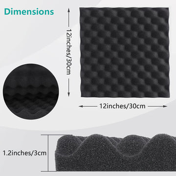 40pcs Paneles de Espuma de Alta Densidad Negros para Insonorización 30x30x3cm, Tableros Acústicos Retardantes de Llama para Estudios de Grabación, Salas de Conferencias, Estudios de Música, Estudios de Danza, Salas de Podcast, Salas de Juegos, Cines en C
