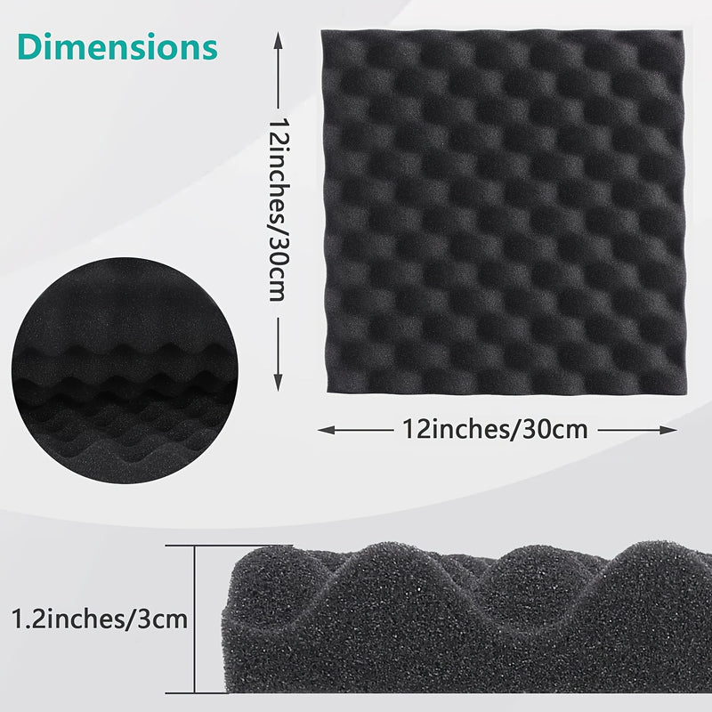 40pcs Paneles de Espuma de Alta Densidad Negros para Insonorización 30x30x3cm, Tableros Acústicos Retardantes de Llama para Estudios de Grabación, Salas de Conferencias, Estudios de Música, Estudios de Danza, Salas de Podcast, Salas de Juegos, Cines en C