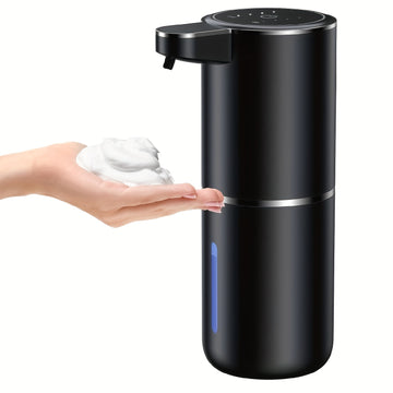 Dispensador automático de jabón en espuma de 12.8 oz con montaje en pared, pantalla de energía, recargable por USB, diseño sin contacto para baño, cocina, hotel y restaurante – Sensor inteligente, solución conveniente e higiénica