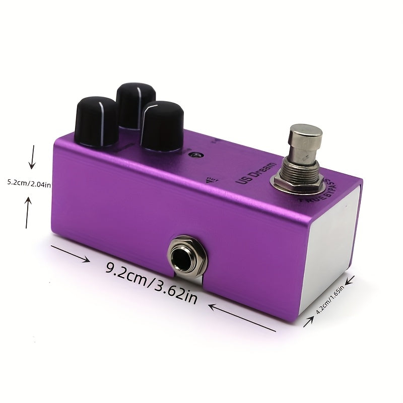 HUOSHEN-MI Pedal de Efectos para Guitarra Eléctrica - Distorsión True Bypass, Mini Pedal Morado con Controles de Volumen y Tono, Procesador Compacto para Amplificador de Rock, Metal y Blues - Compatible con USB, Sin Adaptadores Necesarios, Diseño True By
