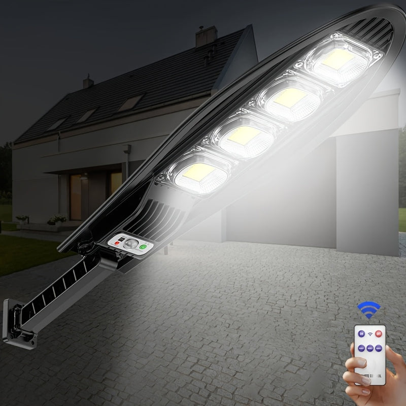 Lámpara solar LED para exteriores con sensor de movimiento ANKRIYUL, luz de seguridad COB para jardín, garaje, patio y área trasera, incluye control remoto