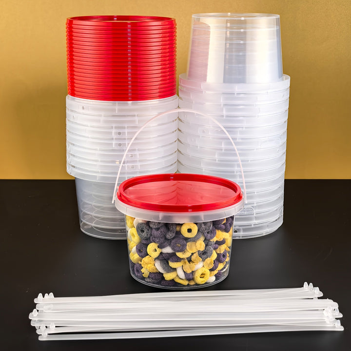 10 piezas de recipientes redondos de plástico de 16 oz con tapa, herméticos, aptos para microondas, cierre con broche, lavado a mano, multiusos, para fiestas, viajes, almacenamiento de alimentos, galletas, nueces, frutas, helado, postres