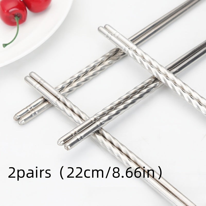 1/2/5/10 Pares de Palillos de Acero Inoxidable - Agarre Espiral, Reutilizable, Ligero, Antideslizante, Ideal para Uso en Casa y Restaurante - Perfecto para Navidad, Halloween, Pascua, Janucá