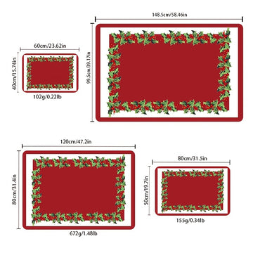 Alfombra de Terciopelo Roja y Verde Invierno Navideña de 1 Pieza - Antideslizante, Alfombrilla para Interior, Ideal para Cocina, Entrada y Sala de Estar en la Decoración Festiva del Hogar, Tapete Navideño