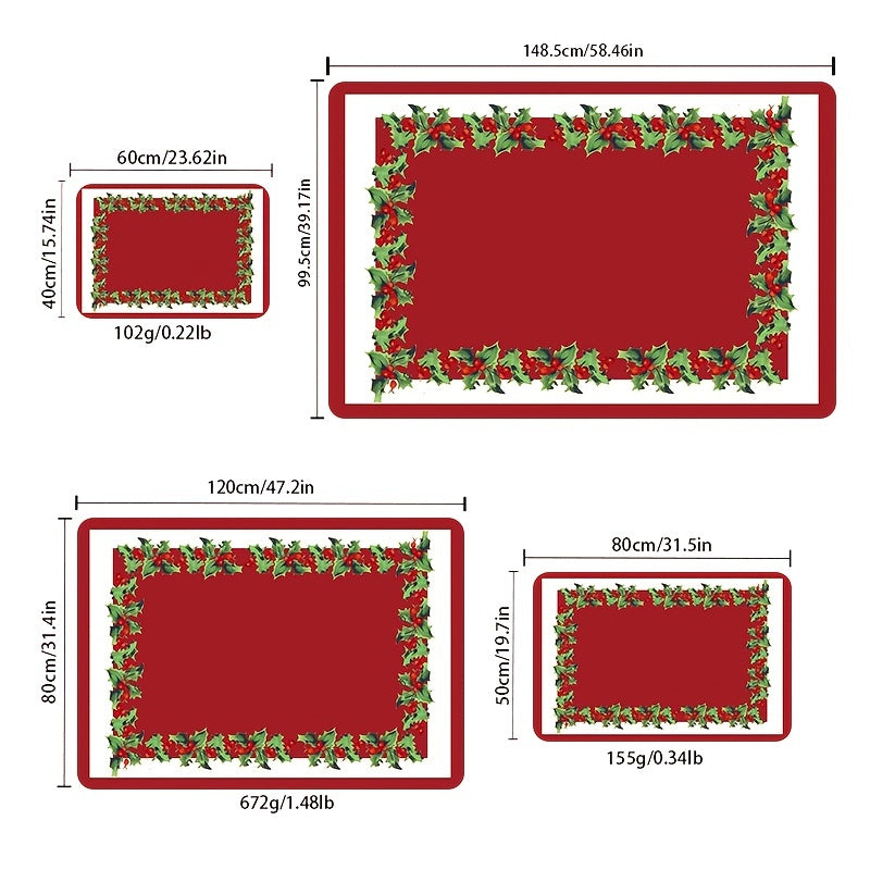 Alfombra de Terciopelo Roja y Verde Invierno Navideña de 1 Pieza - Antideslizante, Alfombrilla para Interior, Ideal para Cocina, Entrada y Sala de Estar en la Decoración Festiva del Hogar, Tapete Navideño
