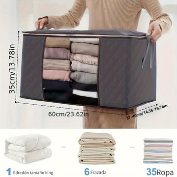 Bolsa de Almacenamiento Plegable de Tamaño Extra Grande - Organizador de Tela Duradero para Ropa, Mantas y Más - Ideal para Dormitorios, Residencias Estudiantiles y Viajes