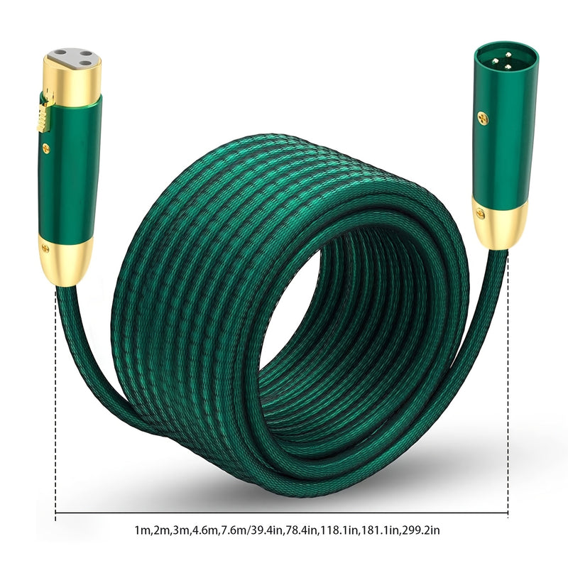 Cable XLR macho a hembra Nuosiya, 1 unidad, cable balanceado de 3 pines con conectores dorados, ideal para micrófonos, amplificadores, DMX 512, mezcladoras - 6.6 m (21.7 pies) de largo, para grabación y presentaciones en vivo, equipo de sonido en vivo |