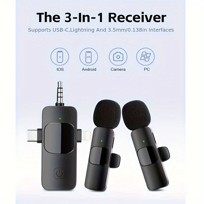 Microfono Lavalier sin varillas de Transmisión Continua Sanhe Compatible con iPhone y Teléfonos Inteligentes Tipo-C 3.5, Micrófono Profesional Mini para Solapa, Adecuado para Grabación de Video en iPad