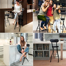 1pc Silla de bar plegable contemporánea, tapizada en cuero con relleno, estructura metálica, respaldo sólido, relleno de esponja, fácil de limpiar, diseño plegable para pisos duros, no requiere electricidad ni batería