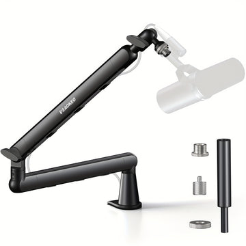 Soporte de Micrófono Ajustable para Escritorio Aokeo AK-55 con Almacenamiento de Cables - Construcción en Aleación Resistente, Negro, Compatible con Blue Yeti, Snowball iCE, HyperX QuadCast, SoloCast, Elgato Wave y Accesorios de Estudio | Base Profesiona