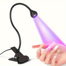 1pc Lámpara LED para Uñas con Brazo Giratorio - Alimentación USB, Brillo Ajustable, Secado Rápido/Luz Azul para Gel, Sin Batería Necesaria, Portátil para Hogar y Salón, Diseño Compacto, Plástico Duradero, Ideal para Manicura y Pedicura