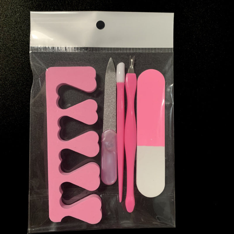 Juego de 5 piezas de herramientas de manicura, lima exfoliante, separador de dedos y juego de protector de uñas