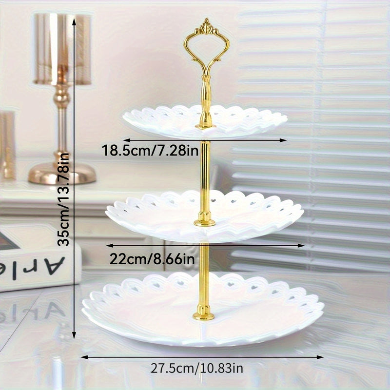 Juego de 6 Piezas de Soporte y Bandeja para Pastel de Plástico, Estante para Postres en Capas, Plato para Tartas, Muy Adecuado para Regalos de Cumpleaños Jóvenes Novias, Ceremonias de Fiesta, Bodas, Recepciones de Etiqueta, Servicio de Bufé, Ideal para N