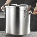 Contenedor de acero inoxidable para alimentos LEOZ de 10.89 kg y 19.96 kg, con marcas de medición y tapa abatible - Libre de BPA, multiusos para granos, arroz, alimento para mascotas, ideal para organizar la despensa de cocina