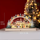 1pc Adornos De Luces LED De Navidad De Madera, Escena De Casa De Pueblo De Madera De Navidad Adorno De Bricolaje Iluminado Con LED, Mesa Rústica De Navidad Decoración De Navidad Centro De Mesa