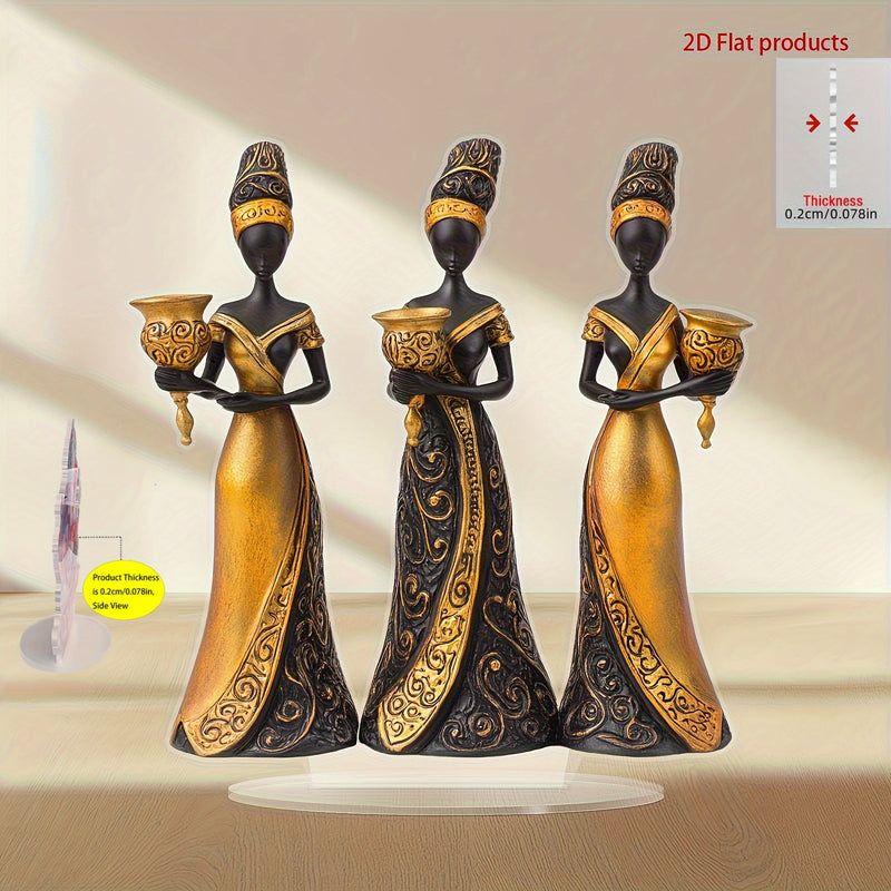 2D Plano, 2D Acrílico Plano, 1 Pieza Mujer Africana Estilo Bohemio. Decoración de Mesa 2D Plana, Ideal para Hogar, Oficina o Café - Tema Cultural Versátil Perfecto como Regalo Festivo para 11 Celebraciones
