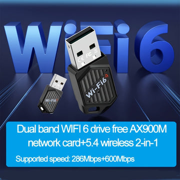Adaptador de Red Inalámbrica AX900 WiFi 6 - Banda Dual 2.4/5GHz, Velocidades Rápidas de 900Mbps, Plug & Play, Sin Necesidad de Controladores, Compatible con Windows 7/8/10/11, Actualización USB-Powered WiFi 6 para PC, Portátiles, Smartphones y Tabletas -