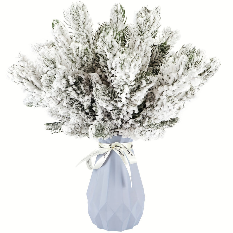 Elección popular] 10 ramas artificiales de pino con efecto nevado, ramas de pino falsas con escarcha para árbol de Navidad, coronas, guirnaldas y decoración navideña, ramitas, esprays y manualidades