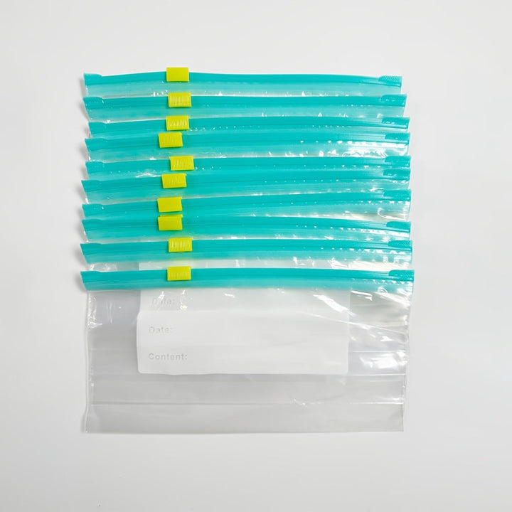 10pcs Bolsas de Almacenamiento Transparentes de PE con Sello de Cuerda Deslizante - Reutilizables, Mantenimiento de Frescura para Refrigerador y Congelador, Ideales para Frutas, Verduras, Carne y Más, Almacenamiento de Alimentos