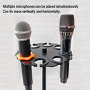 Soporte de micrófono multi para soporte de micrófono - bandeja de metal con 8 ranuras, carga máxima de 8 altavoces, organización y exhibición de escenario - incluye 8 anillos antirrobo