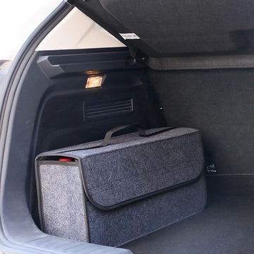 Organizador de Maletero Oxford de Alta Capacidad con Bolsa Modelo - Caja Plegable, 50x19x9cm, Organizador Interior para SUVs, Sedanes y Camionetas en Gris