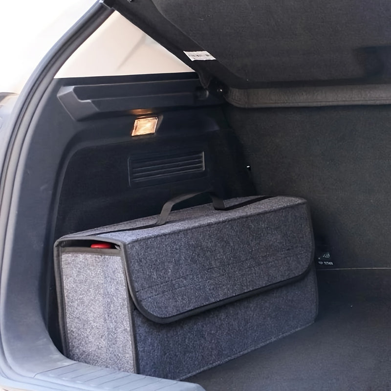 Organizador de Maletero Oxford de Alta Capacidad con Bolsa Modelo - Caja Plegable, 50x19x9cm, Organizador Interior para SUVs, Sedanes y Camionetas en Gris