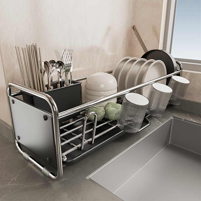 1 pieza, organizador de cocina moderno de metal para platos, tazones y cubiertos, diseño ahorrador de espacio, no requiere electricidad ni pilas