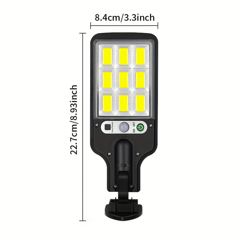 8 piezas Luces de jardín alimentadas por energía solar 108COB, aplique de pared, 3 modos, eficientes en energía, material de plástico, batería de litio, 1200mAh, con control remoto, función de sensor infrarrojo, montaje semi empotrado, desmontable, con h