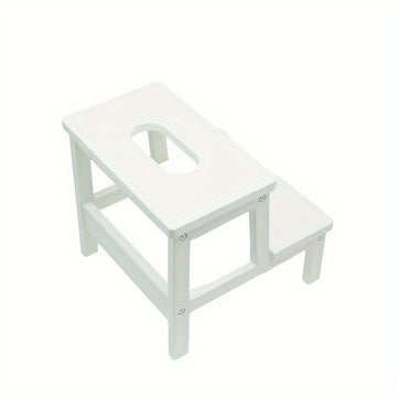 Taburete multifuncional de madera maciza blanco