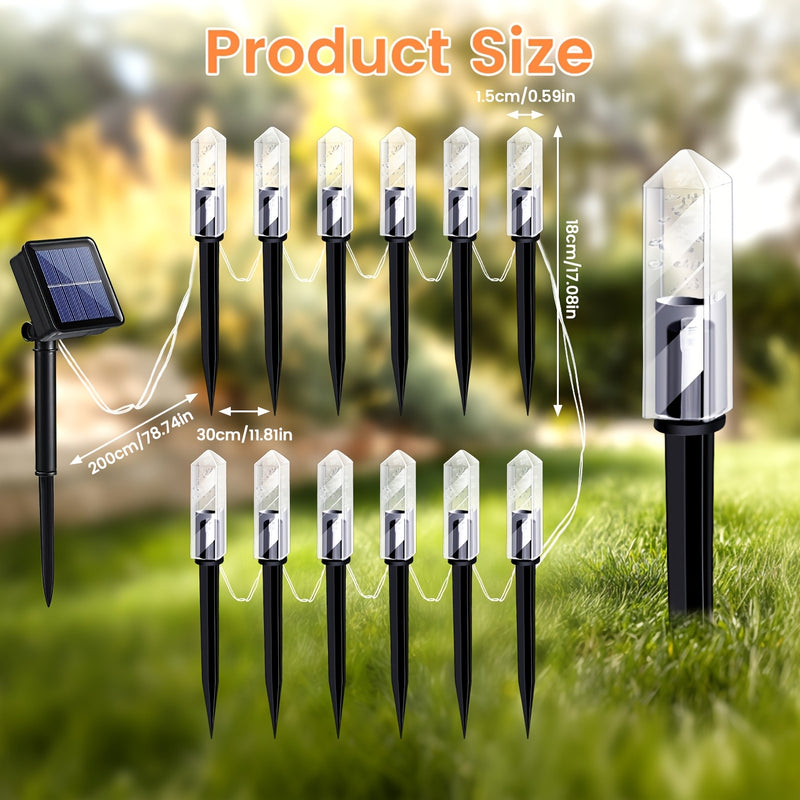 12 piezas de luces decorativas solares para jardín, luces LED azules/rojas/verdes/amarillas, ideales para exteriores, calles, jardines y paisajes, semi enterradas, decoración exterior, regalo perfecto para amigos y familia