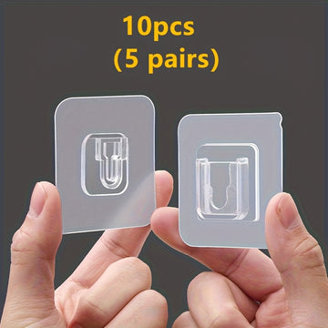 10pcs Ganchos Adhesivos de Plástico Transparente con Diseño Entrelazado - Estilo Tradicional para Montaje en Pared para Baño, Puerta y Organización de Tomacorrientes - Duraderos, Fáciles de Instalar y Versátiles