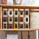 Juego de 12 frascos de vidrio cuadrados con tapas de bambú, reutilizables, contenedores multiusos para té, café, harina, azúcar, dulces, galletas y especias