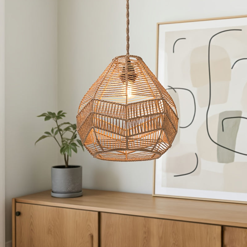 Lámparas de techo modernas para interiores con sombreros de cuerda de papel tejido a mano - Decoración de hogar sin bombilla incluida, decoración creativa para sala de estar o oficina, iluminación de sala de estar | Iluminación artesanal | Sombreros deco